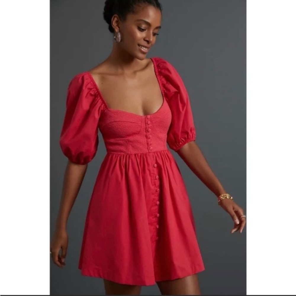 Anthropologie Red Mini Dress Vibrant and Chic